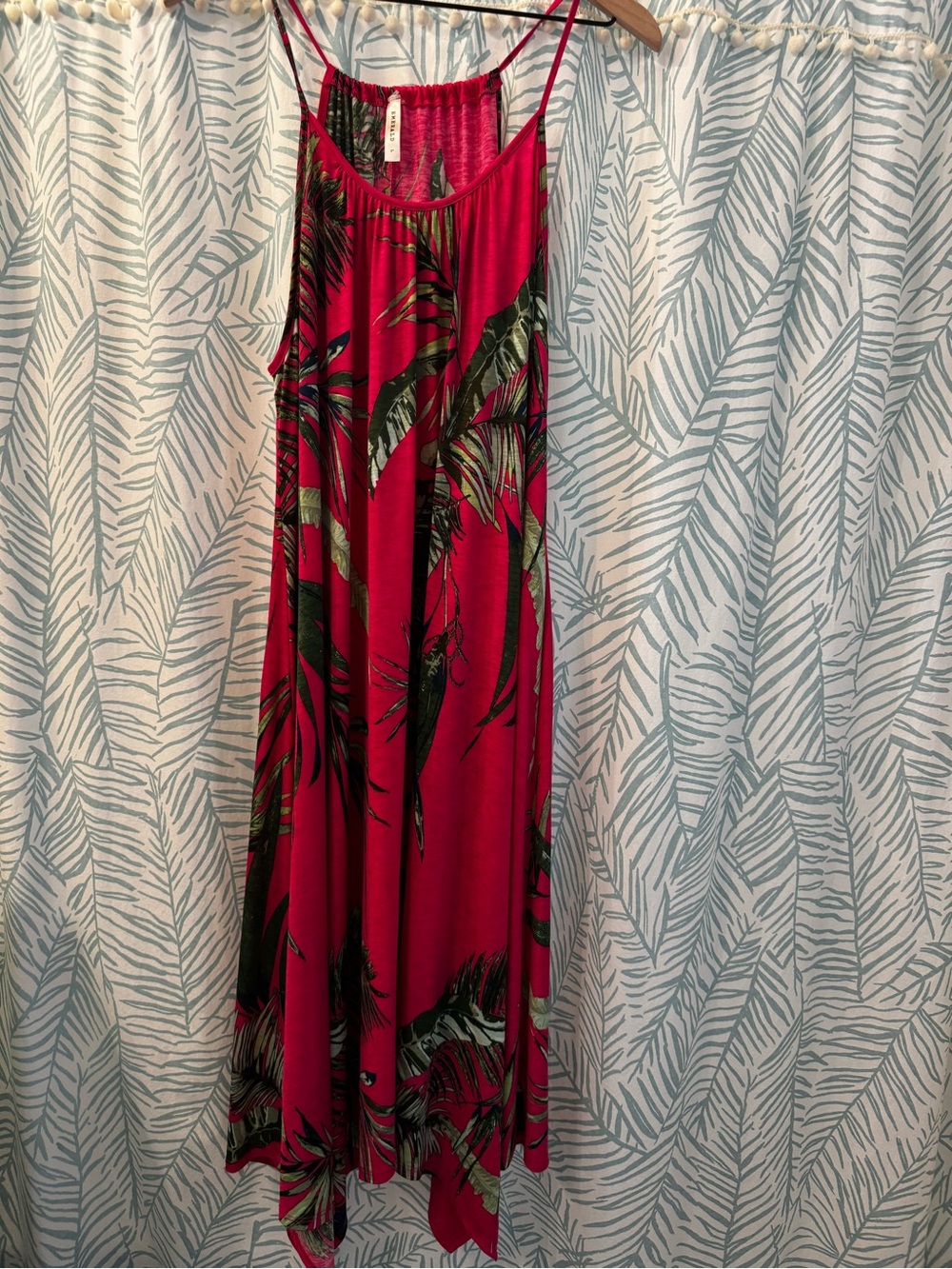 Bright Pink Tropical Floral Print Flowy A-Line Dress